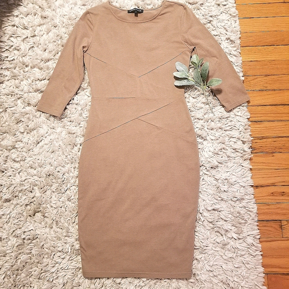 Tan Fitted Dress ◇ S ◇ Like New ◇ Date Night
